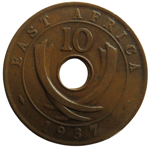 1937 East Africa 10 Cents Coin