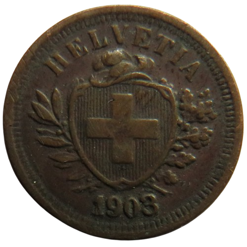 1903 Switzerland One Rappen Coin