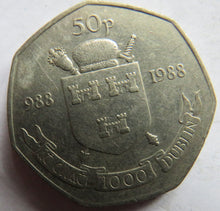 Load image into Gallery viewer, 988-1988 Ireland Dublin Millennium 50p Fifty Pence Coin
