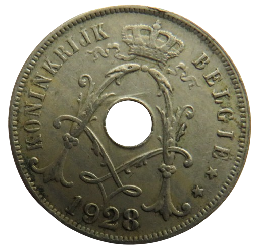 1928 Belgium 25 Centimes Coin