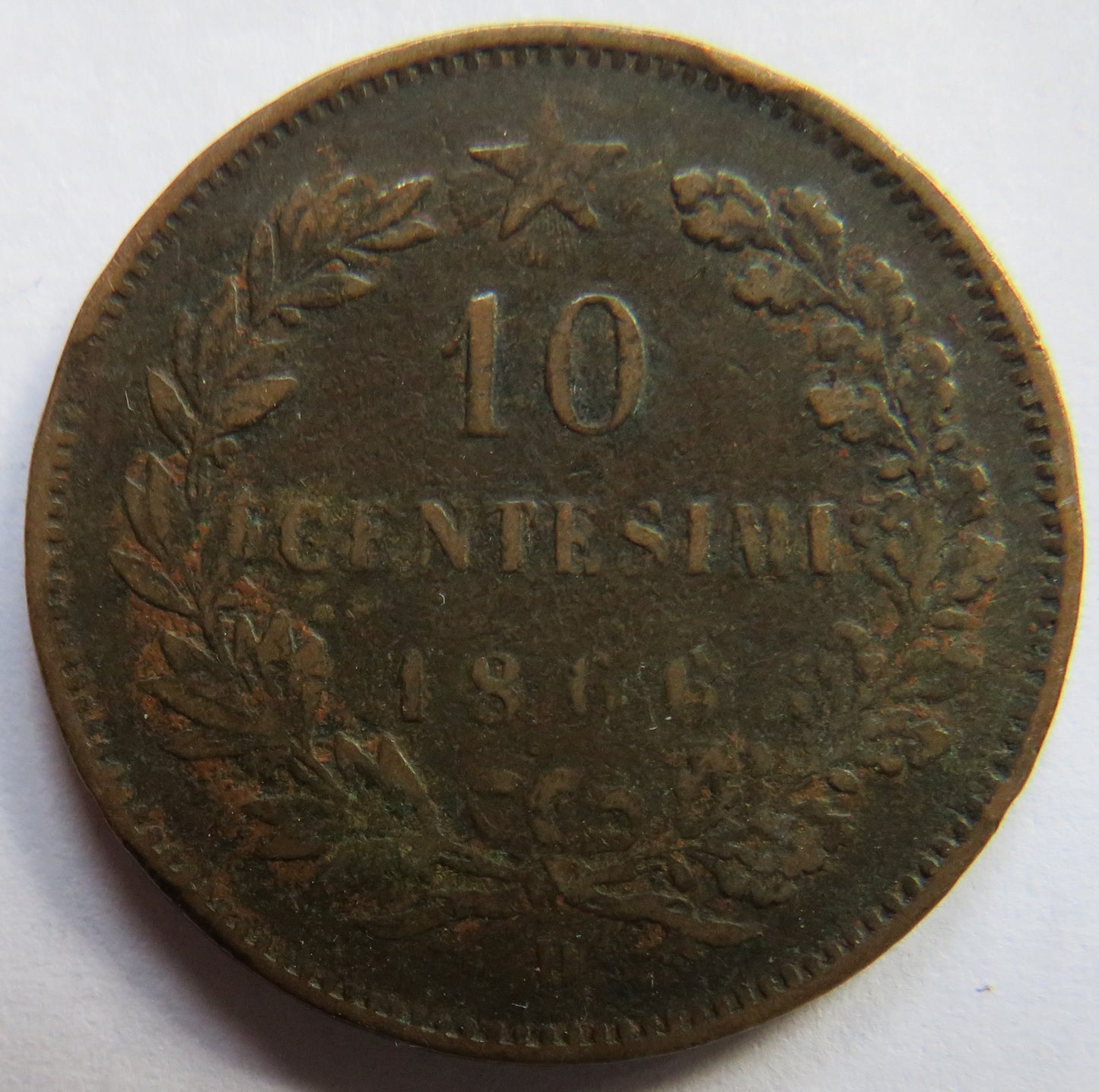 1866 Italy 10 Centesimi Coin