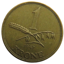 Load image into Gallery viewer, 1947 Denmark One Krone Coin
