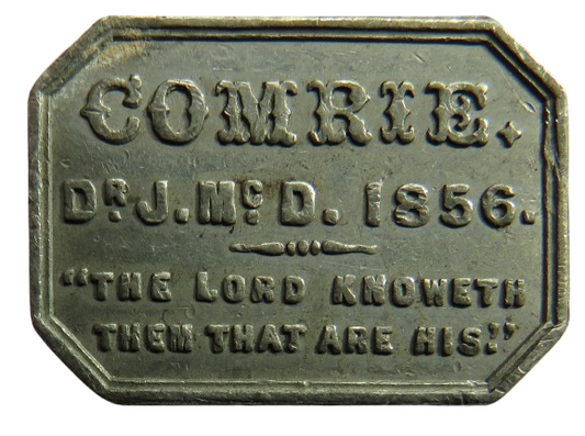 1856 Comrie Scottish Church Communion Token image 1