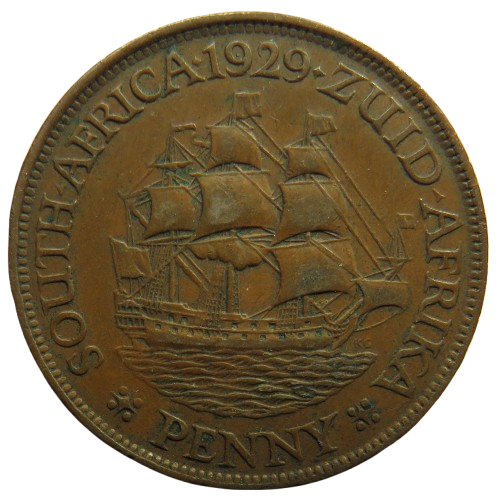 1929 King George V South Africa One Penny Coin