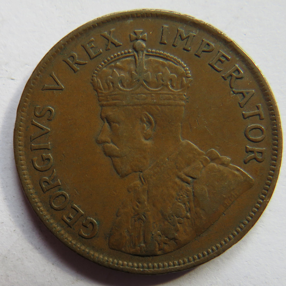 1929 King George V South Africa One Penny Coin