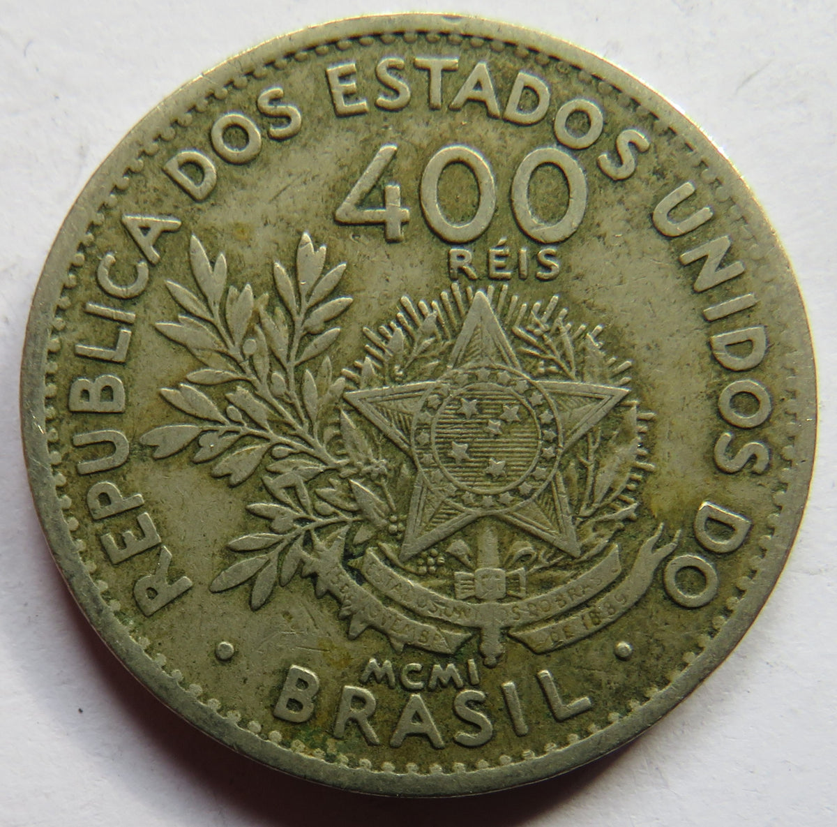 1901 Brazil 400 Reis Coin image 2