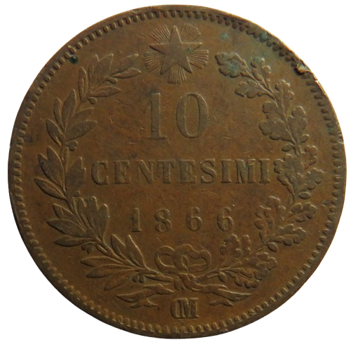 1866-OM Italy 10 Centesimi Coin