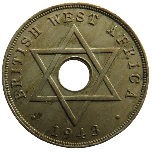 1943 British West Africa One Penny Coin image 1