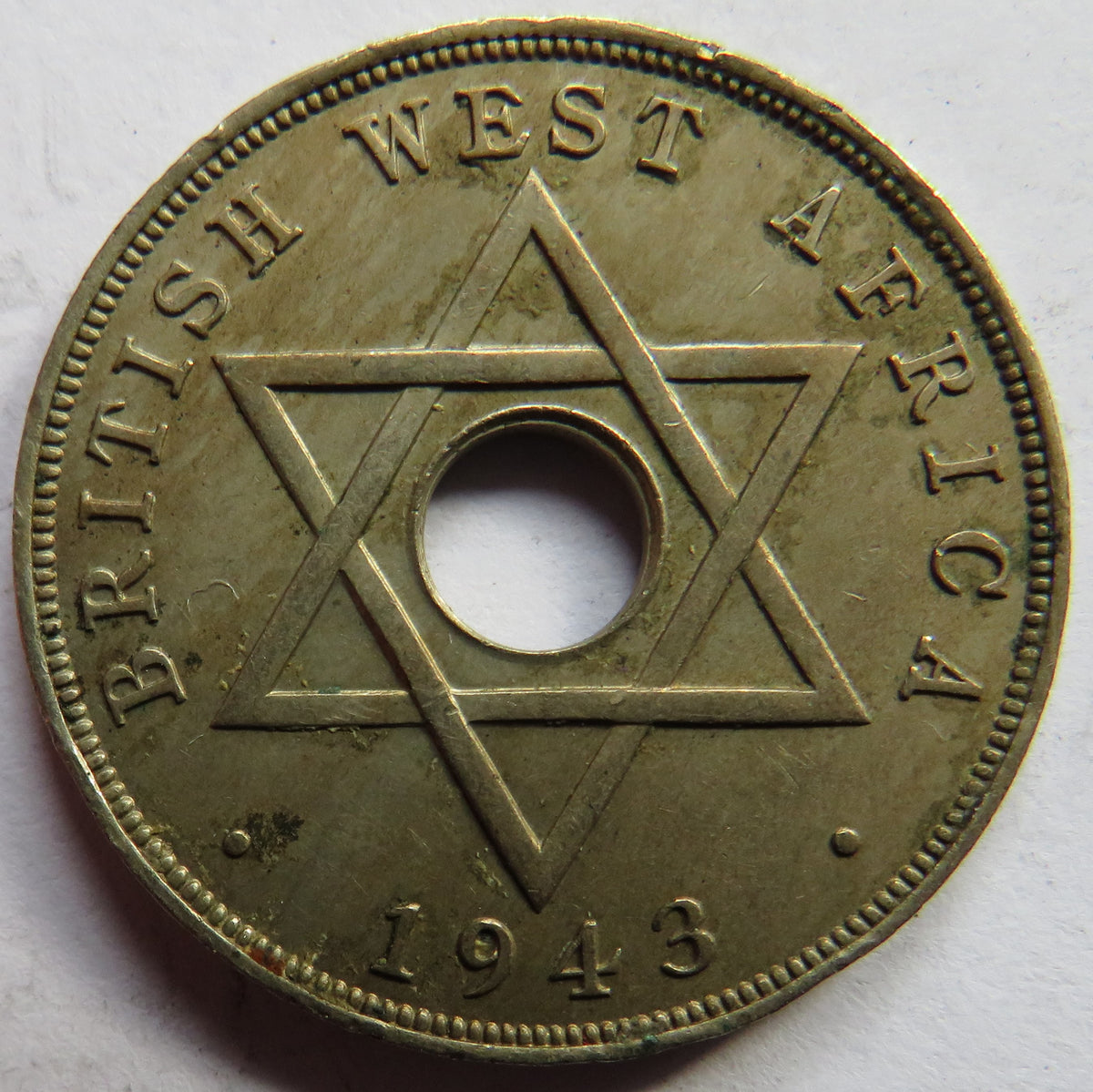 1943 British West Africa One Penny Coin image 2