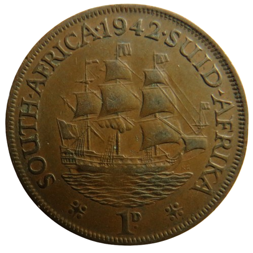 1942 King George VI South Africa One Penny Coin