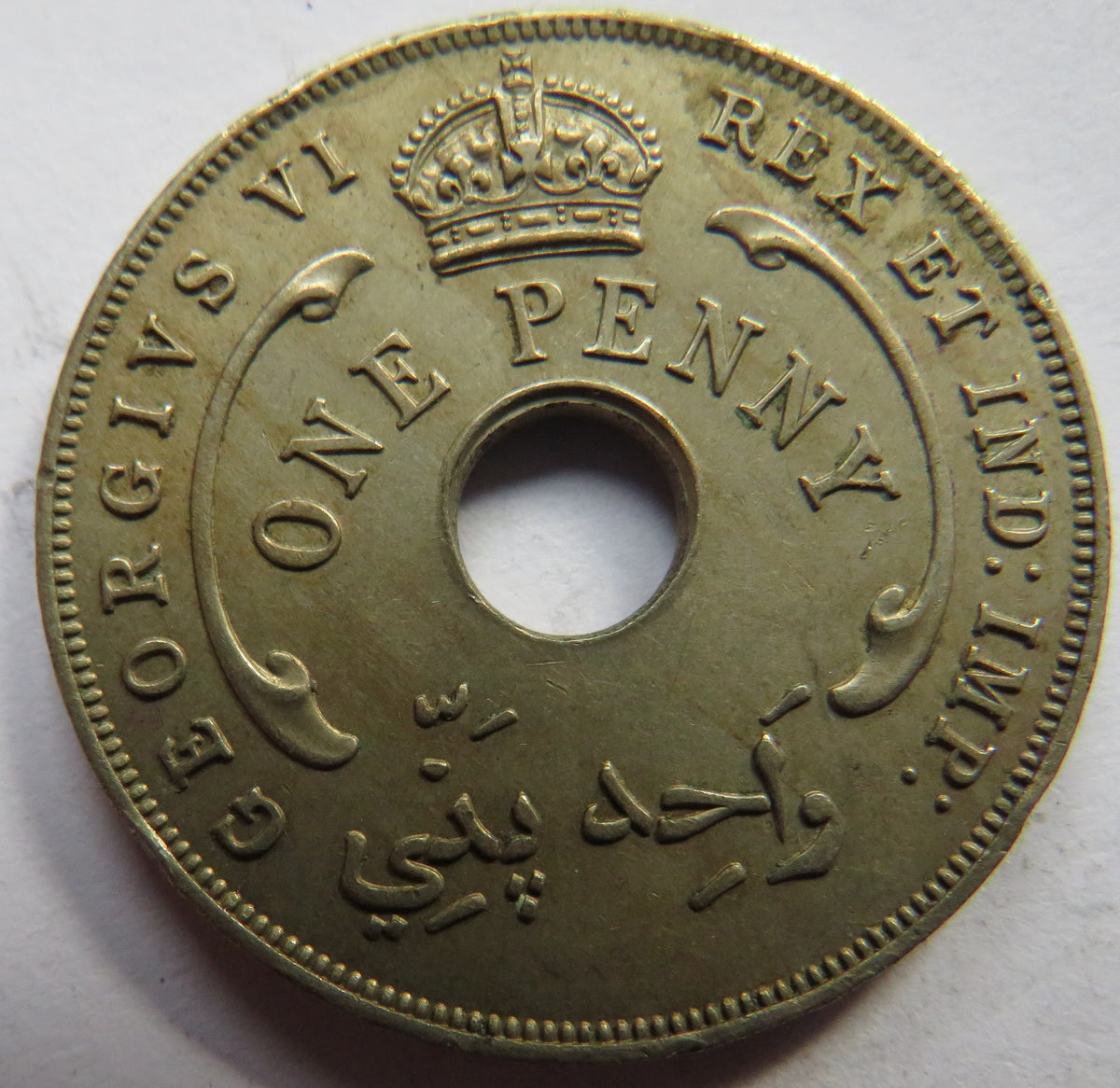 1943 British West Africa One Penny Coin image 3