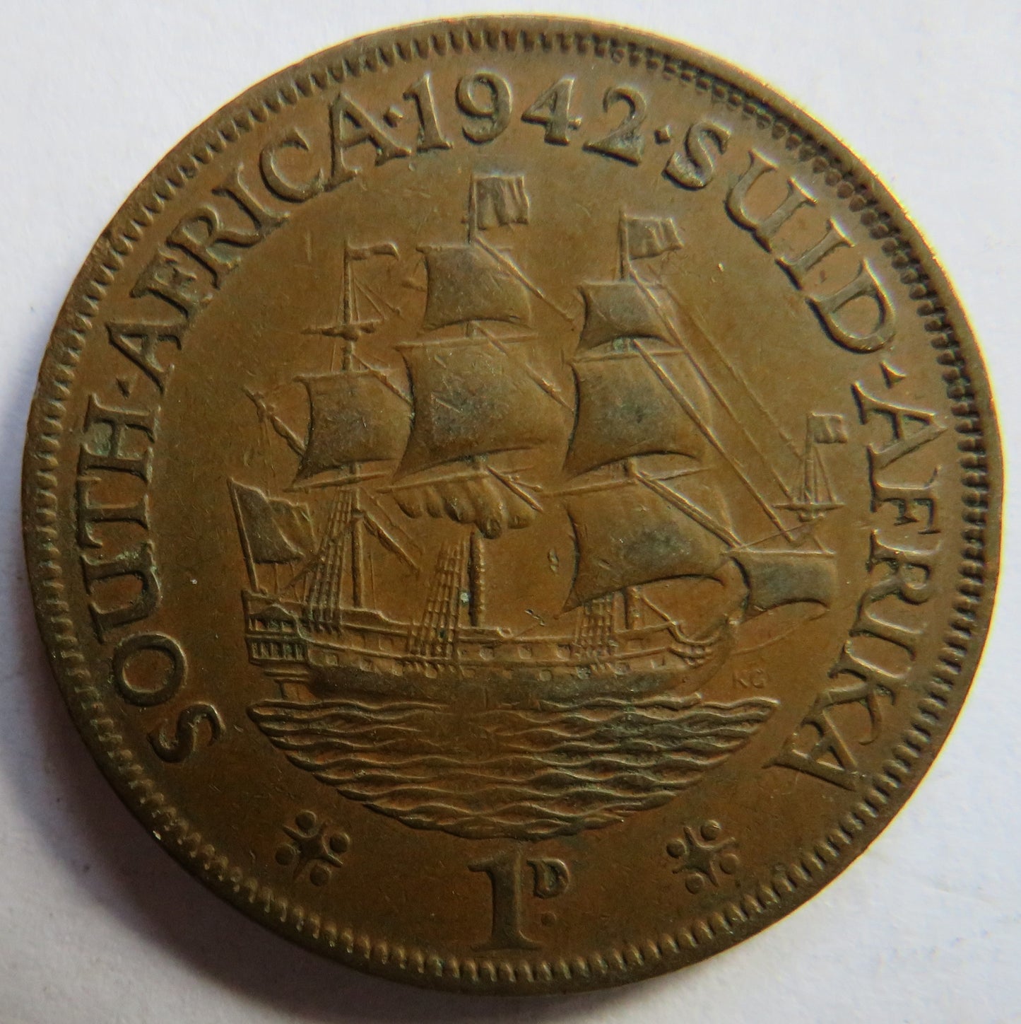 1942 King George VI South Africa One Penny Coin