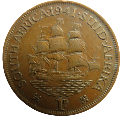 1941 King George VI South Africa One Penny Coin