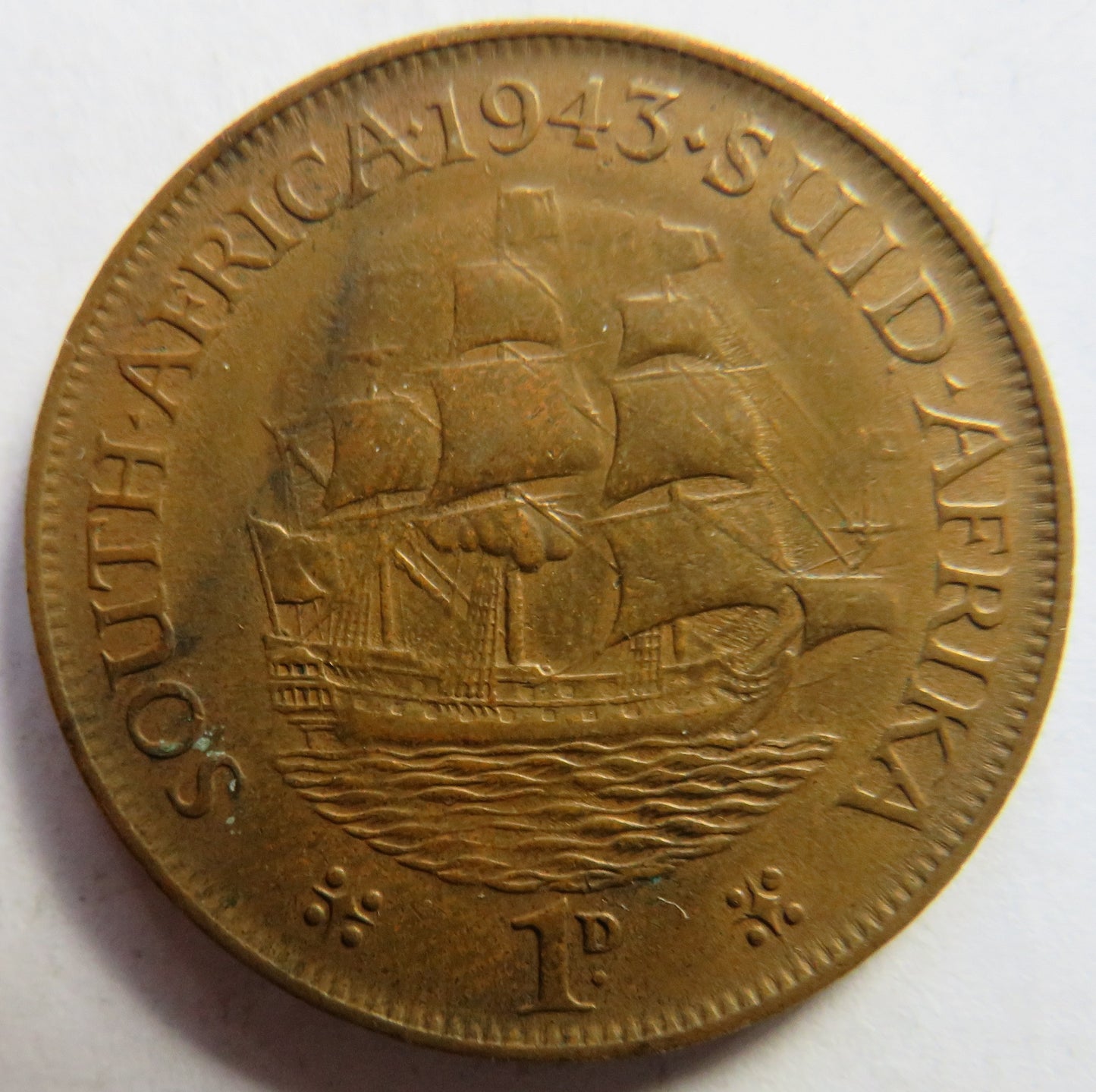 1943 King George VI South Africa One Penny Coin