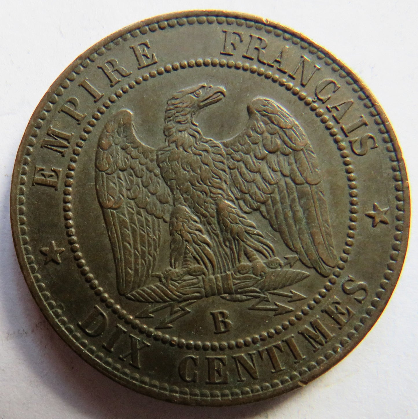 1853-B France Napoleon III 10 Centimes Coin