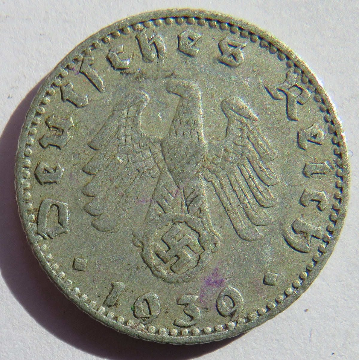 1939-J Germany 50 Reichspfennig Coin
