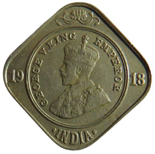 1918 King George V India 2 Annas Coin