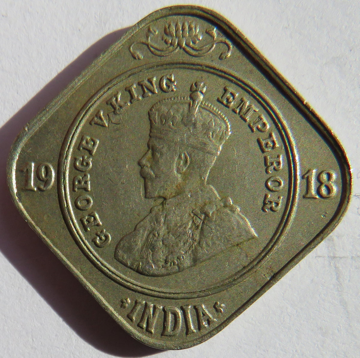 1918 King George V India 2 Annas Coin
