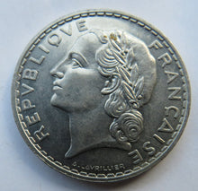 Load image into Gallery viewer, 1933 France 5 Francs Coin
