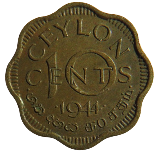 1944 King George VI Ceylon 10 Cents Coin