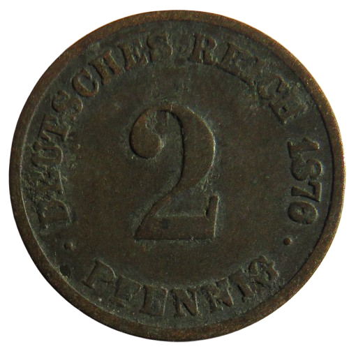 1876-C Germany 2 Pfennig Coin