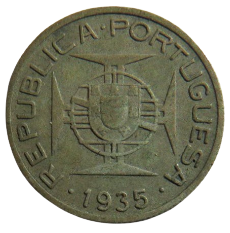 1935 Mozambique Silver 2.5 Escudos Coin