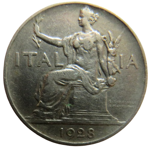 1928 Italy One Lira Coin