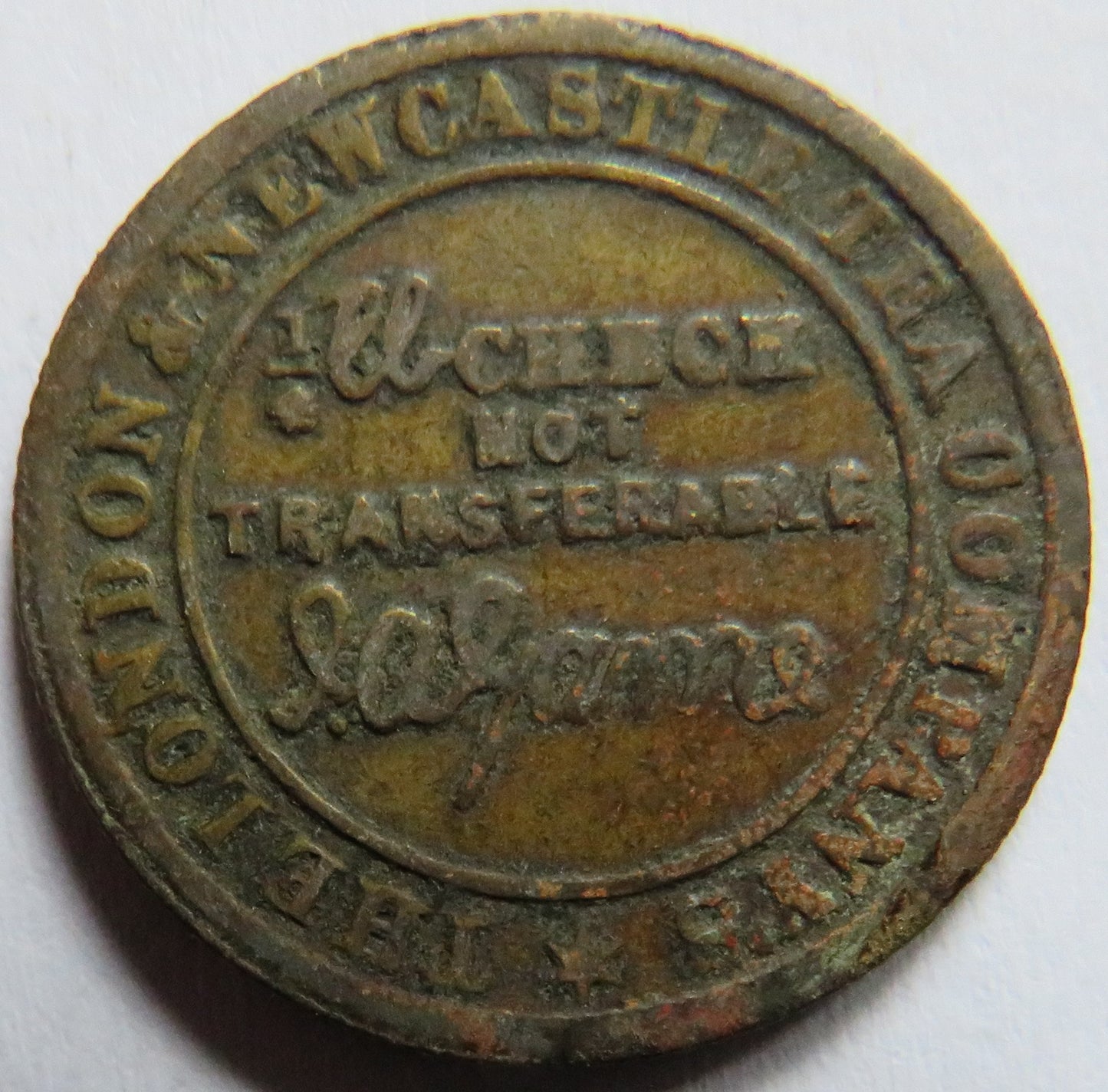 1876 The London & Newcastle Tea Company Darlington Token