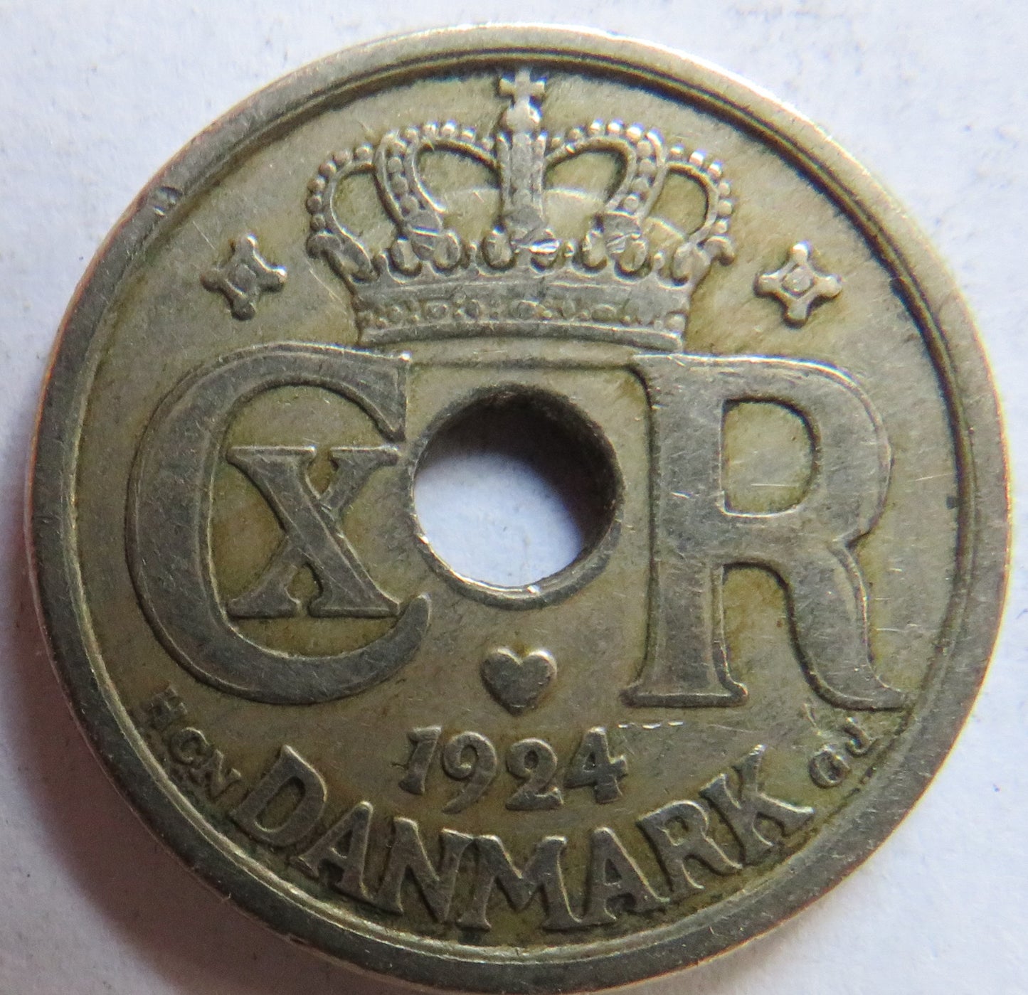 1924 Denmark 25 Ore Coin