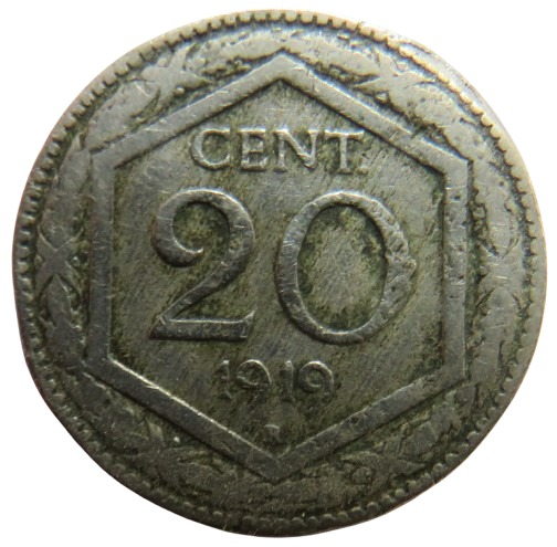 1919 Italy 20 Centesimi Coin