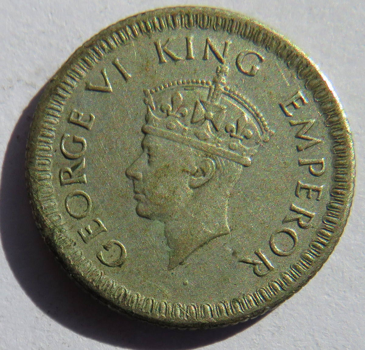 1942 King George VI India Silver 1/4 Rupee Coin