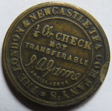 Load image into Gallery viewer, 1880 The London &amp; Newcastle Tea Company Jarrow Token
