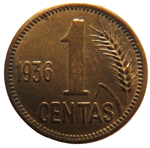 1936 Lithuania One Centas Coin