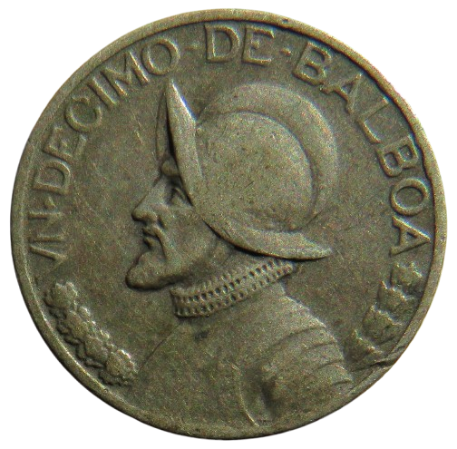 1930 Panama Silver 1/10 Balboa  Coin