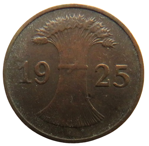 1925-J Germany - Weimar Republic Reichspfennig Coin