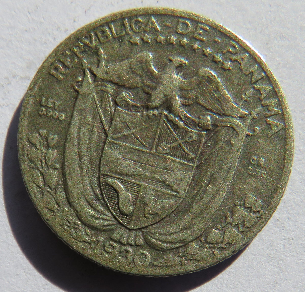 1930 Panama Silver 1/10 Balboa  Coin