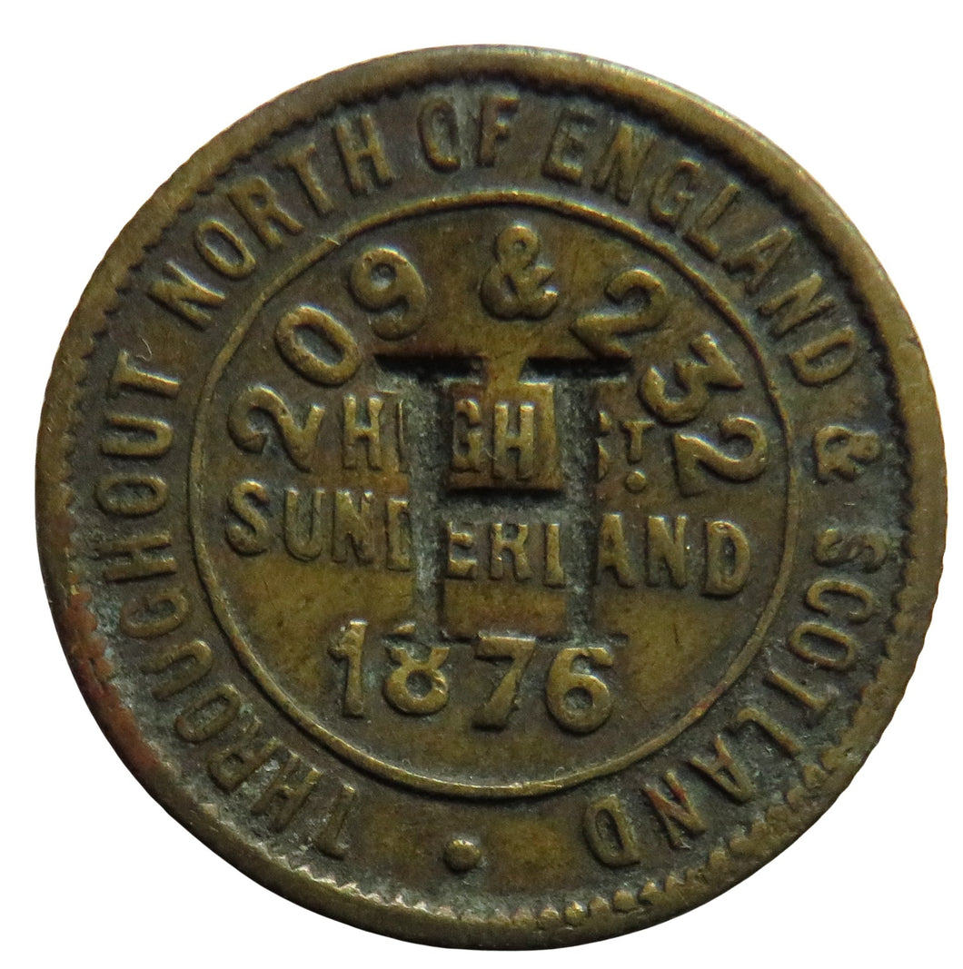 1876 The London & Newcastle Tea Company Sunderland Token H Stamp