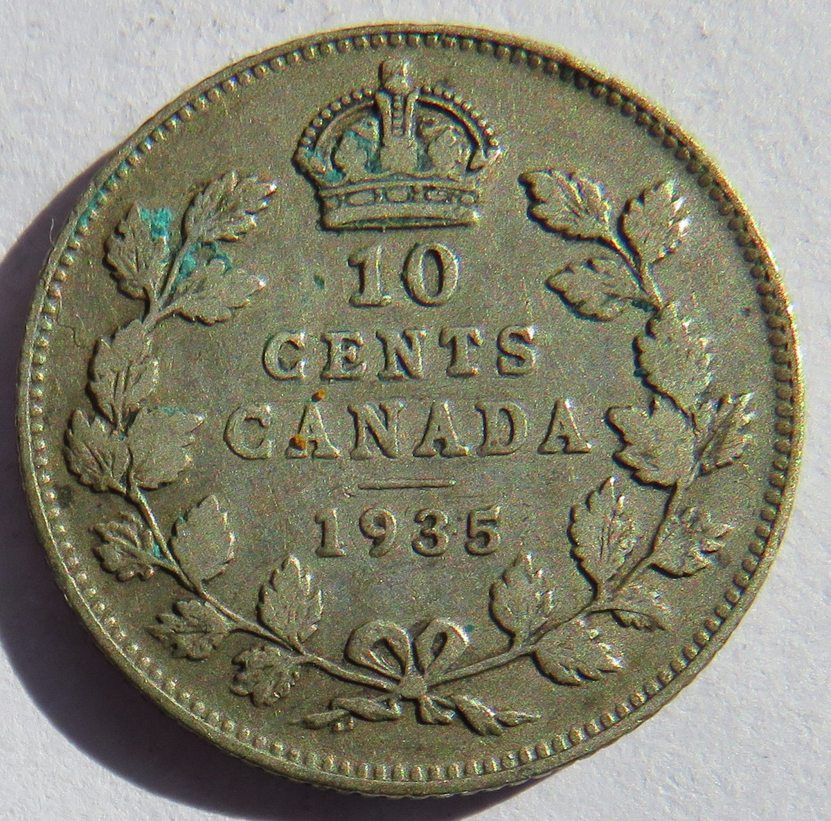 1935 King George V Canada Silver 10 Cents Coin
