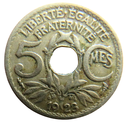 1923 France 5 Centimes Coin