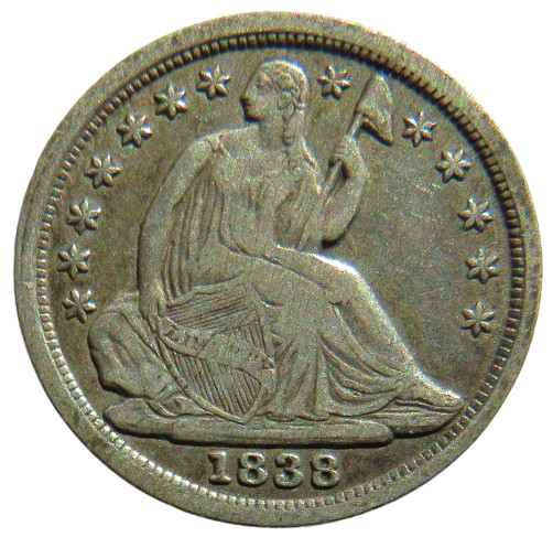 1838 USA Seated Liberty Silver Half Dime Coin (Damaged)