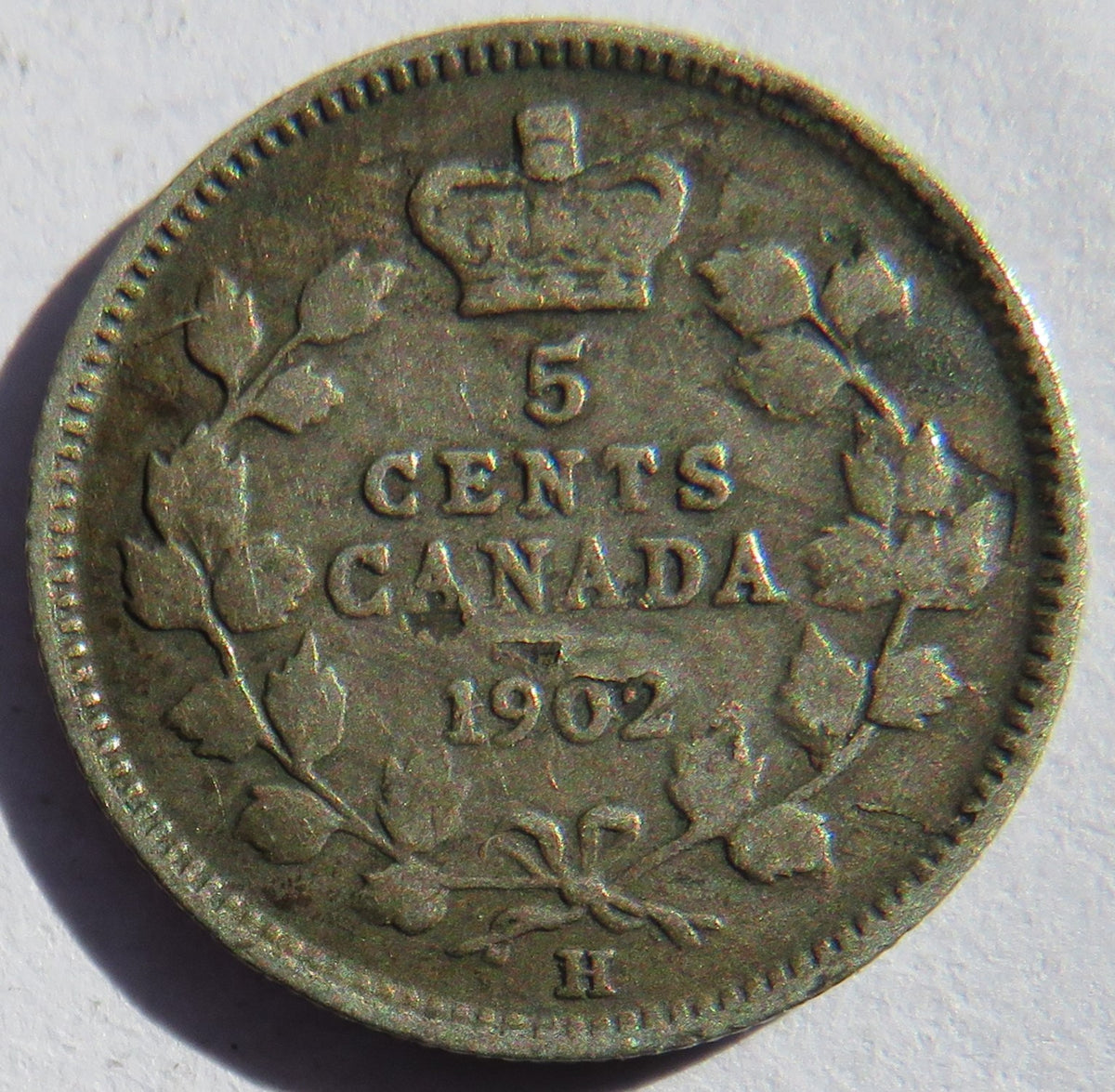 1902-H Kind Edward VII Canada Silver 5 Cents Coin
