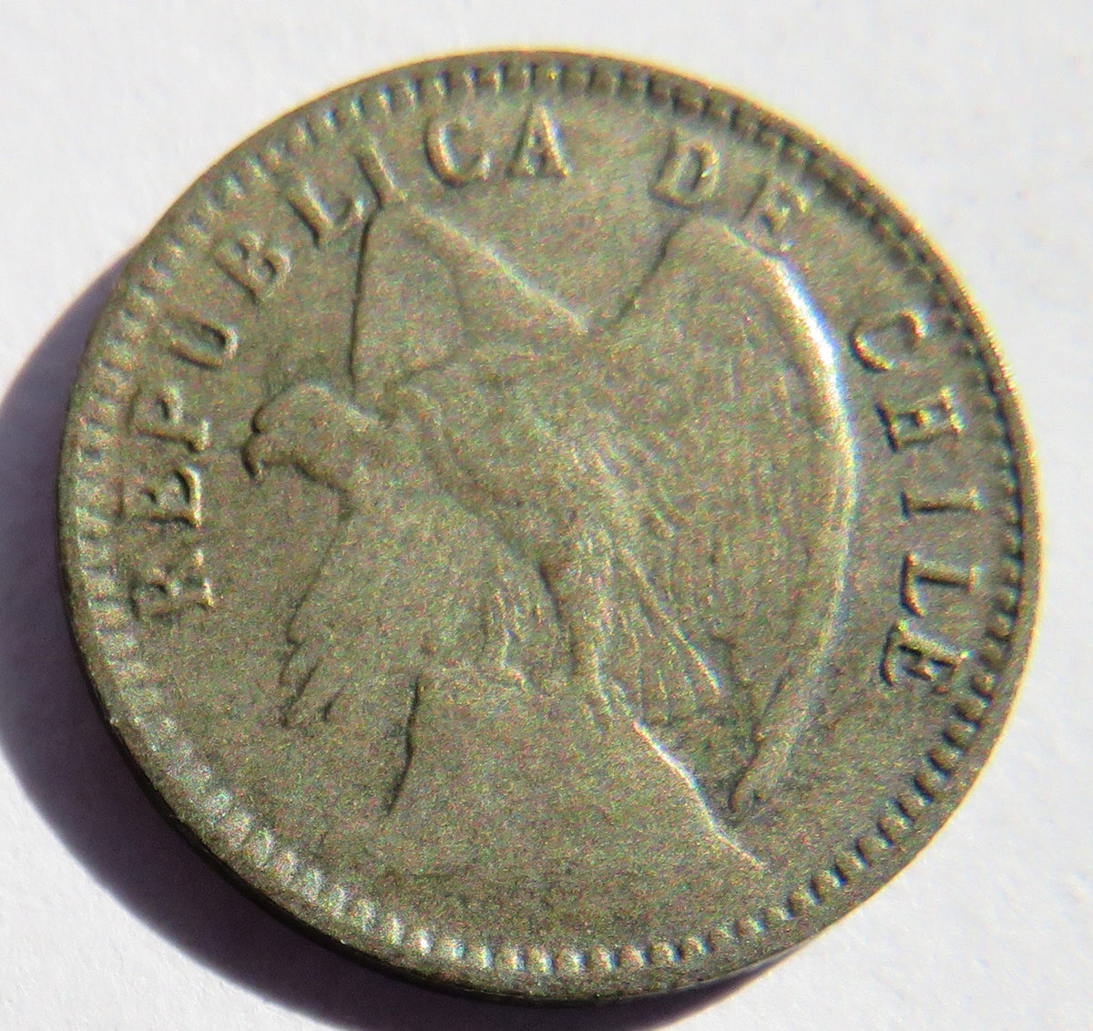 1908 Chile Silver 5 Centavos Coin