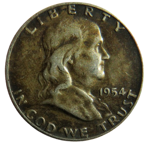 1954 USA Silver Franklin $1/2 Half Dollar Coin