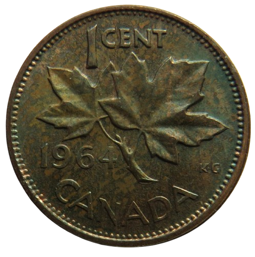 1964 Queen Elizabeth II Canada One Cent Coin