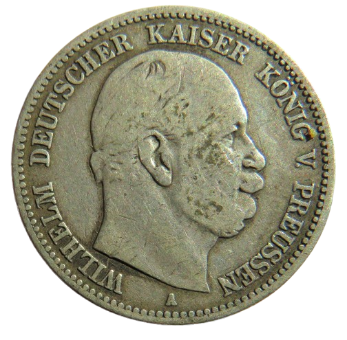 1877 German States Prussia Silver 2 Mark Coin