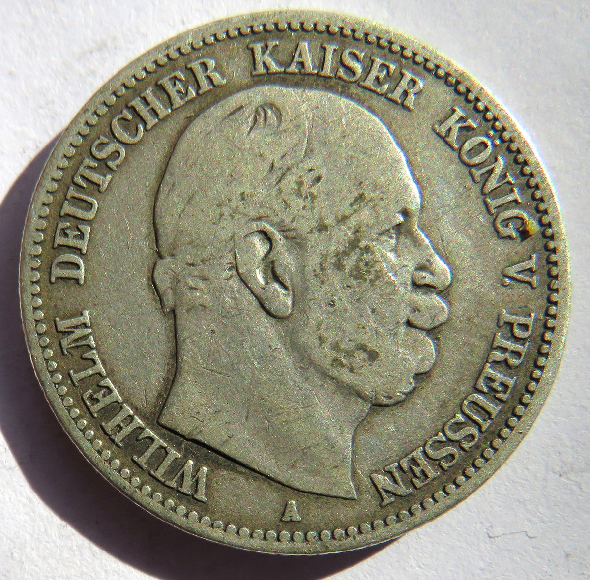 1877 German States Prussia Silver 2 Mark Coin