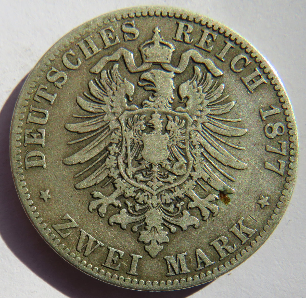 1877 German States Prussia Silver 2 Mark Coin
