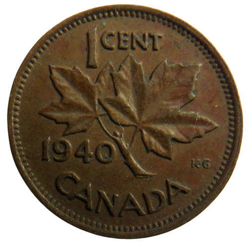1940 King George VI Canada One Cent Coin