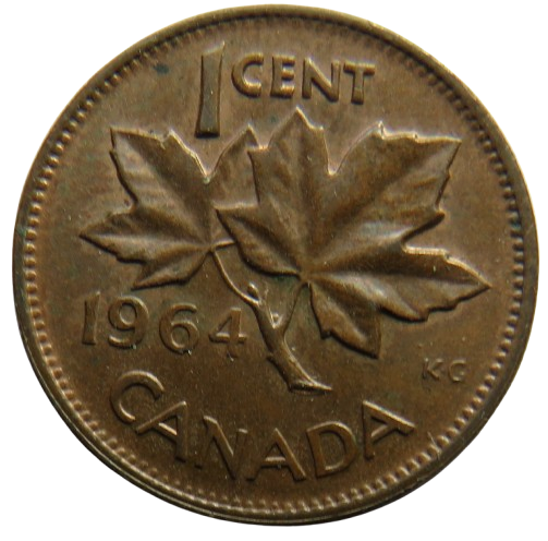 1964 Queen Elizabeth II Canada One Cent Coin