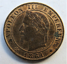 Load image into Gallery viewer, 1861-A France One Centime Coin In High Grade
